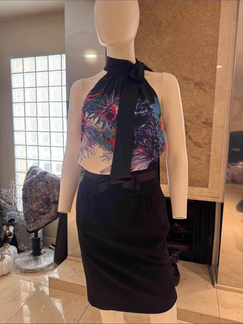 Roberto Cavalli Silk Floral Halter Top
